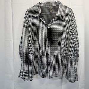 Milano Woman Black and White  Checkered Blouse Sz 2X